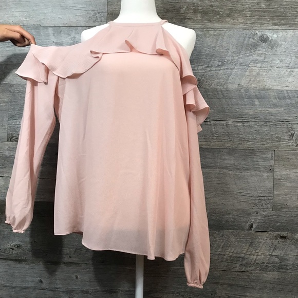 Michael Kors Women’s Ruffled Cold Shoulder Blouse - Picture 2 of 5